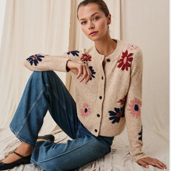 Rails Womens Millie Cardigan Sweater in Mauve Meadow Size S with Wool Boho Cozy - Picture 2 of 9